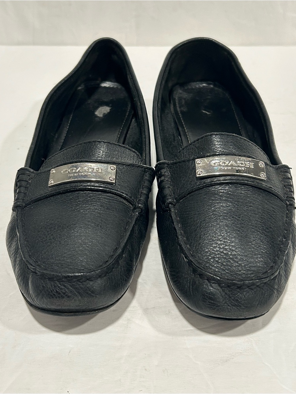 Coach Fredrica Leather Black Pebble Flat Soft Loafers Size 6.5B Driving Shoes - Picture 1 of 13